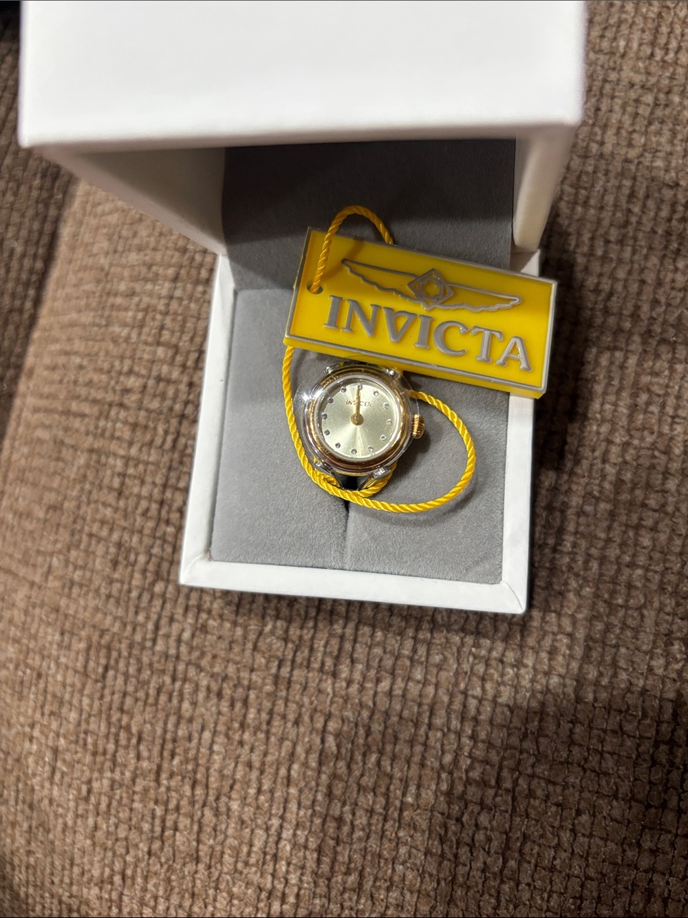 Invicta Gold-Tone Ladies' Watch ring with Yellow Tag and Gold Dial